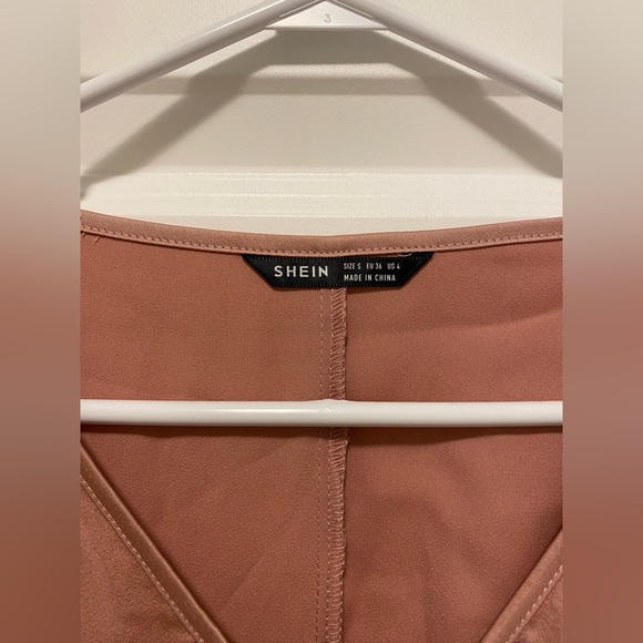 SHEIN Lantern Sleeve Buttoned Front Ruched Bust Dress - Picture 2 of 6